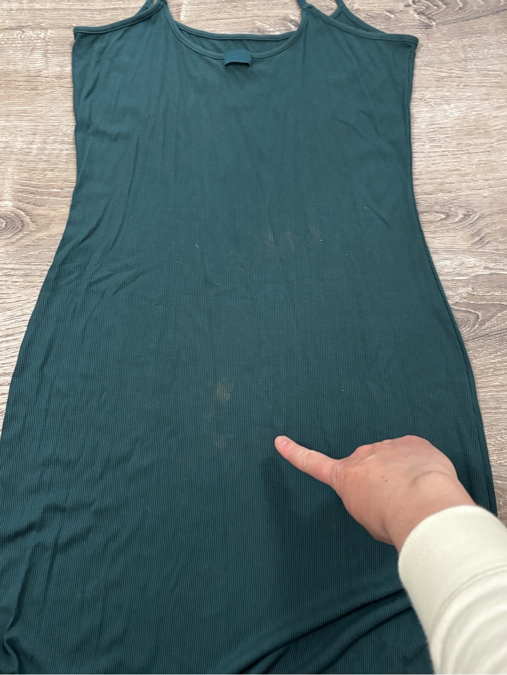 SKIMS Ribbed Dark Teal Spaghetti Strap Maxi Slip Dress Size 2XL - Picture 8 of 9